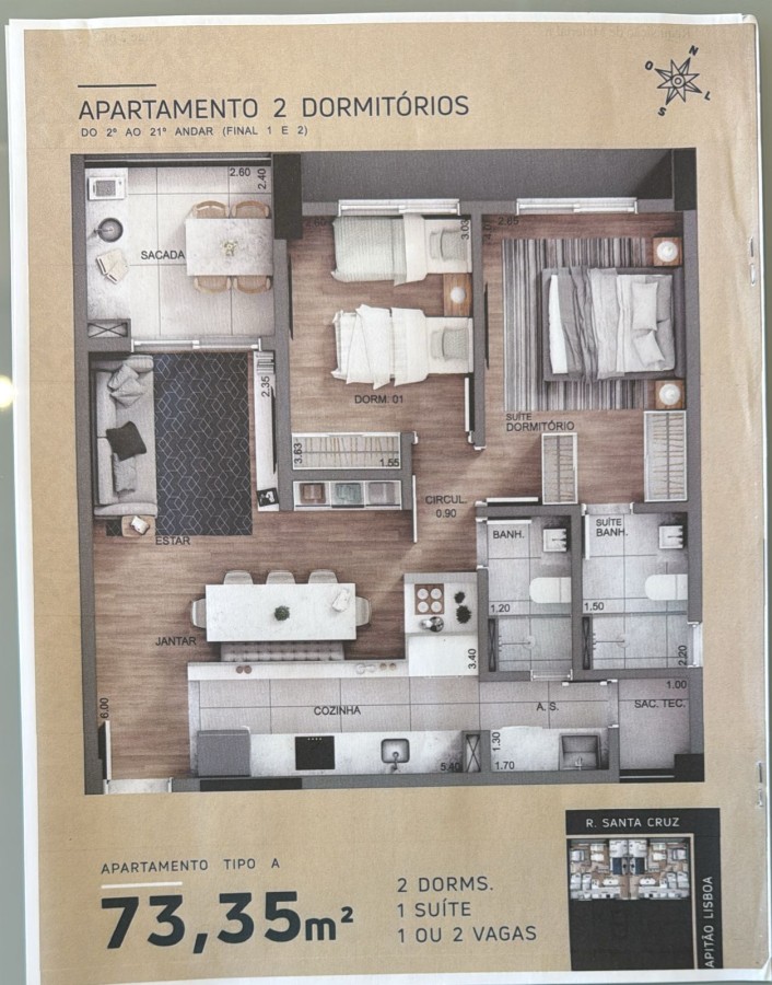Apartamento, 2 quartos, 73 m² - Foto 2
